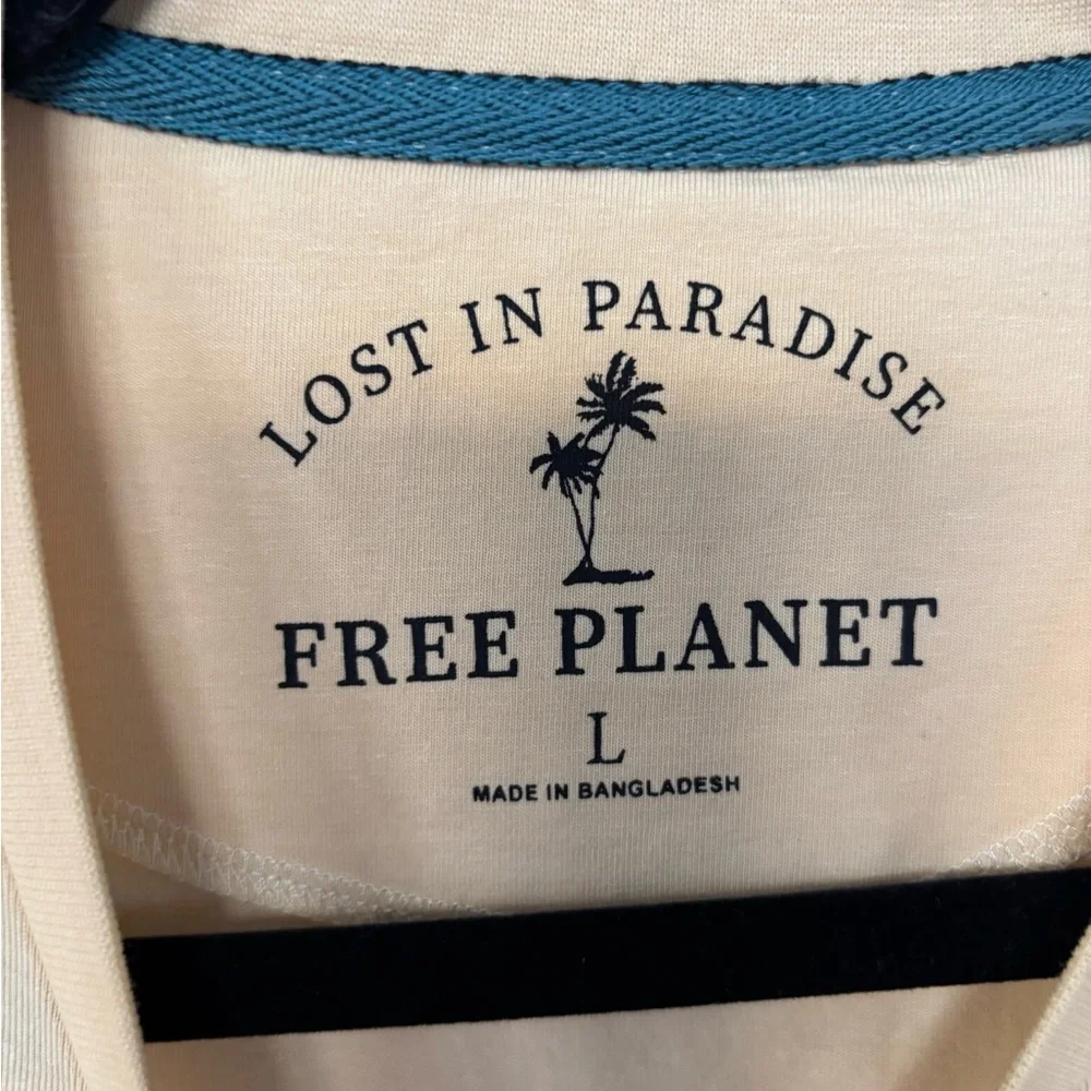 Free Planet Yellow Tee with Palm Print Pocket